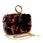 Sequin Paillettes Shiny Nappa Sex and the City Nano Maxi Buckle Baguette Charm Granata