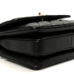 Lambskin Crystal Quilted Mini Trendy CC Dual Handle Flap Bag Black