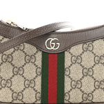 GG Supreme Monogram Textured Dollar Calfskin Web Mini Ophidia Shoulder Bag Beige Ebony New Acero