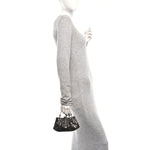 Snakeskin Crystal Evening Clutch Black Silver