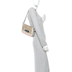Vitello Dolce Crystal 3Baguette Shoulder Bag White Pink