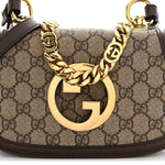 GG Supreme Monogram Textured Dollar Calfskin Mini Blondie Chain Shoulder Flap Bag Beige Ebony New Acero