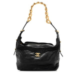 Calfskin Quilted Daily Hobo Black