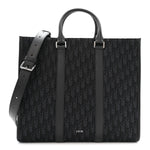 Oblique Grained Calfskin East West Tote Black