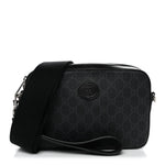 GG Supreme Monogram Azalea Calfskin Retro Interlocking G Wristlet Shoulder Bag Black