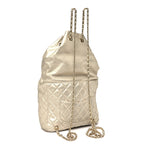 Metallic Lambskin Quilted Small In Seoul Backpack Light Gold