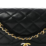Lambskin Quilted Medium Double Flap Bag Black