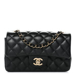 Lambskin Quilted Mini Rectangular Flap Black