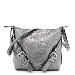 Metallic Calfskin Small Voyou Bag Silver