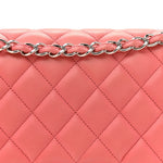 Lambskin Quilted Jumbo Double Flap Pink