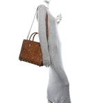 Calfskin Crocodile Embossed Studded Medium Paloma Brown