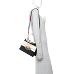 Calfskin Sylvie Web Small Queen Margaret Top Handle Bag Black White