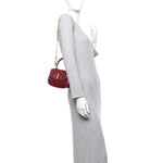 Moire Fabric Calfskin Rhinestone Monogram Monochrome Lizard Embossed Mini Bamboo 1947 Top Handle Chain Bag Red