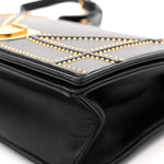 Lambskin Studded Medium Diorama Flap Bag Black