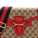Monogram Ruinart Calfskin Medium Lady Web Shoulder Bag Beige Ebony Hibiscus Red