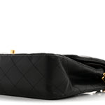 Lambskin Quilted Medium Double Flap Black