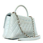 Caviar Quilted Small Coco Handle Flap Light Blue