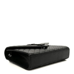 Grain De Poudre Textured Mixed Matelasse Triquilt Medium Monogram Monochrome Satchel Black