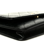 Caviar Quilted Wallet on Chain WOC Black