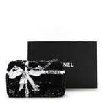 Sequin Ribbon Small Rectangular Flap Black White