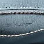 Shiny Calfskin Crocodile Embossed Small Hourglass Top Handle Bag Blue Grey