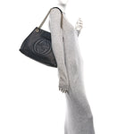 Pebbled Calfskin Medium Soho Chain Shoulder Bag Black