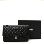 Caviar Quilted Jumbo Double Flap Black