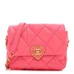Lambskin Plexiglass Quilted Coco Love Mini Flap Pink
