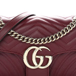 Calfskin Matelasse Small GG Marmont Shoulder Bag Ancora Red