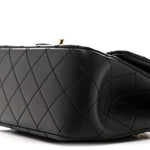 Lambskin Quilted Enamel Mini Pearl Crush Flap Black