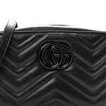Calfskin Matelasse Monochrome Small GG Marmont Chain Shoulder Bag Black