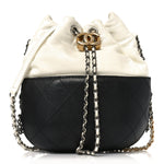 Aged Calfskin Quilted Small Gabrielle Bucket White Black