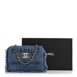 Denim Quilted Denim Mood Clutch With Chain Blue Multicolor