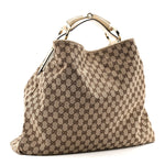 Monogram Large Horsebit Chain Hobo Off White