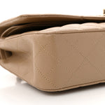 Caviar Quilted Medium Double Flap Dark Beige