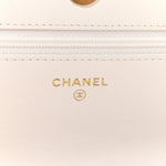 Shiny Crumpled Calfskin Quilted Chanel 19 Wallet On Chain WOC White
