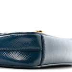 Saffiano Vernice Lock Flap Chain Bag Azzurro