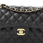 Caviar Quilted Small Double Flap Black