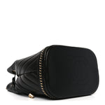 Sheepskin Chevron Quilted Drawstring Bag Black