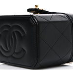 Lambskin Quilted Vanity Clutch With Chain Black