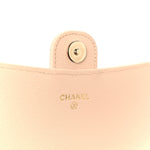 Caviar Quilted Phone Holder Wallet on Removable Chain Light Beige