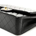 Lambskin Quilted Medium Double Flap Black