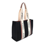 Felt Calfskin Medium Woody Ribbon Tote Black