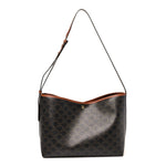Triomphe Canvas Calfskin Shopper Tote Tan