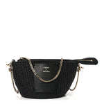 X MIFUKO Raffia Calfskin Mini Chain Basket Black