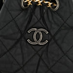 Aged Calfskin Quilted Small Gabrielle Backpack Black