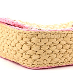 Raffia Chain Venice Beach Flap Bag Beige Pink