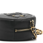Caviar Quilted Round Filigree Crossbody Black