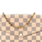 Damier Azur Pochette Felicie Chain Wallet Rose Ballerine