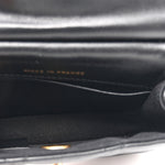 Calfskin Quilted Lady Handle Flap Card Holder With Chain Black